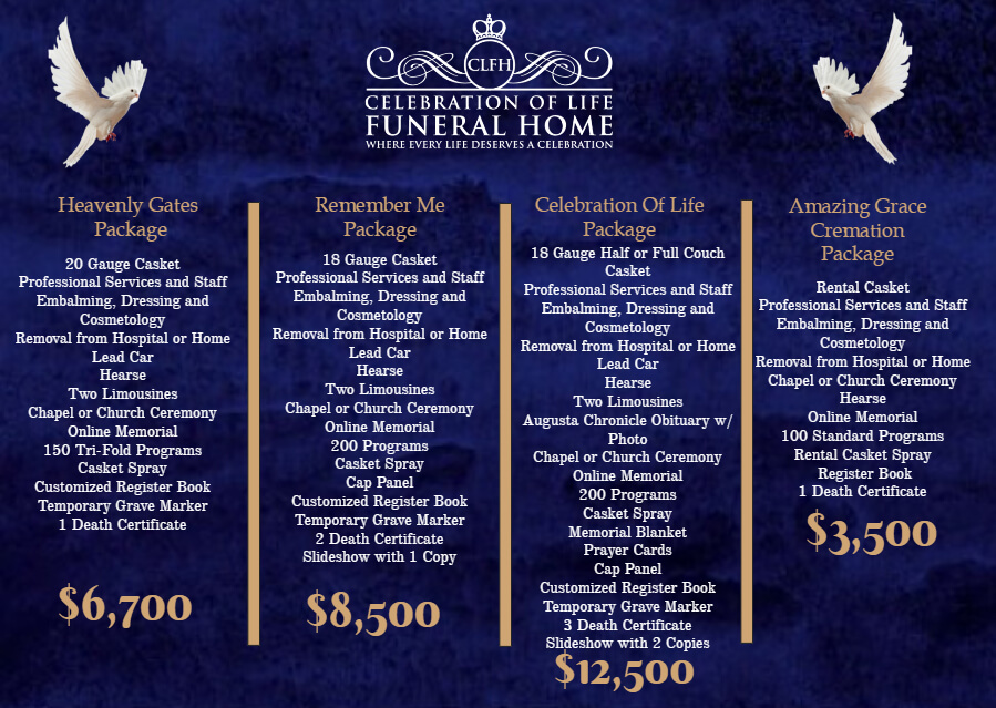 Packages Celebration of Life Funeral Home Augusta GA funeral home