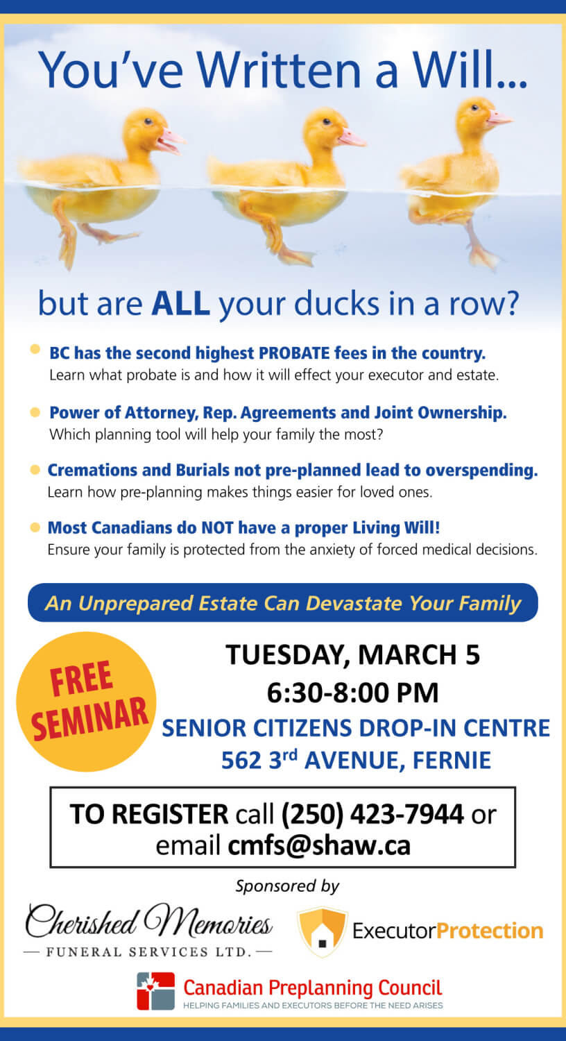 Events And Seminars | Cherished Memories Funeral Services Ltd. | Fernie