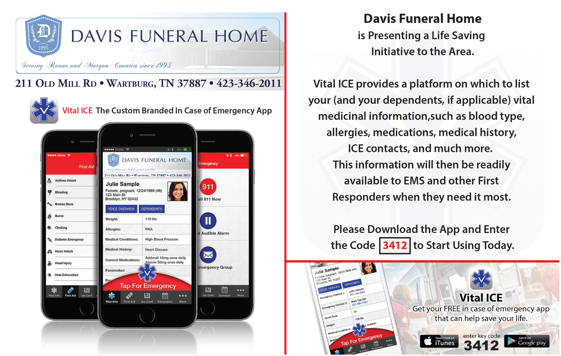 Vital Ice Wartburg Davis Funeral Homes Harriman TN funeral home and