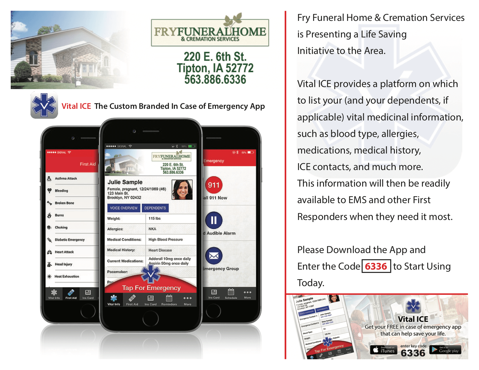 Vital ICE Fry Funeral Home Tipton IA funeral home and cremation