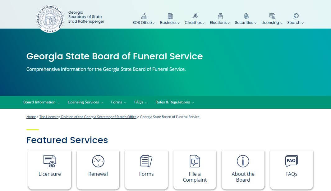 State Board of Funeral Service Funeral Directors