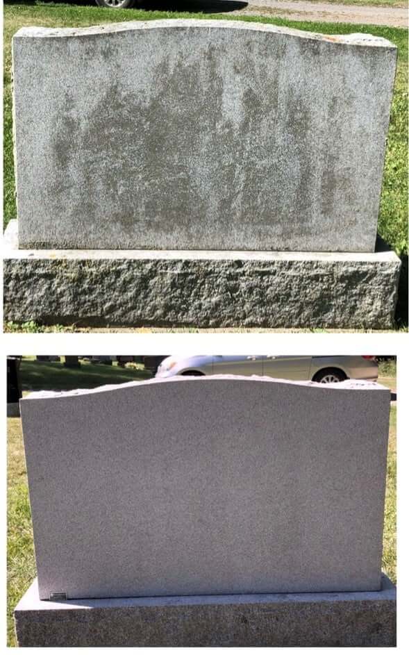 Monument cleaning Goodfellow's Funeral Home Parham, Ontario funeral home and cremation