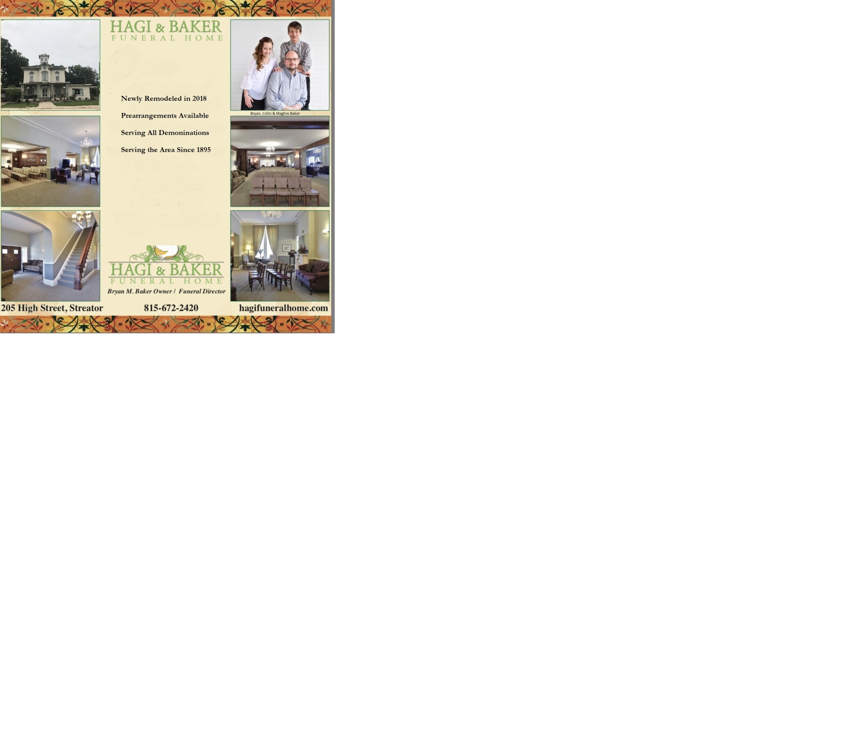 Hagi & Baker Funeral Home Streator IL funeral home and cremation