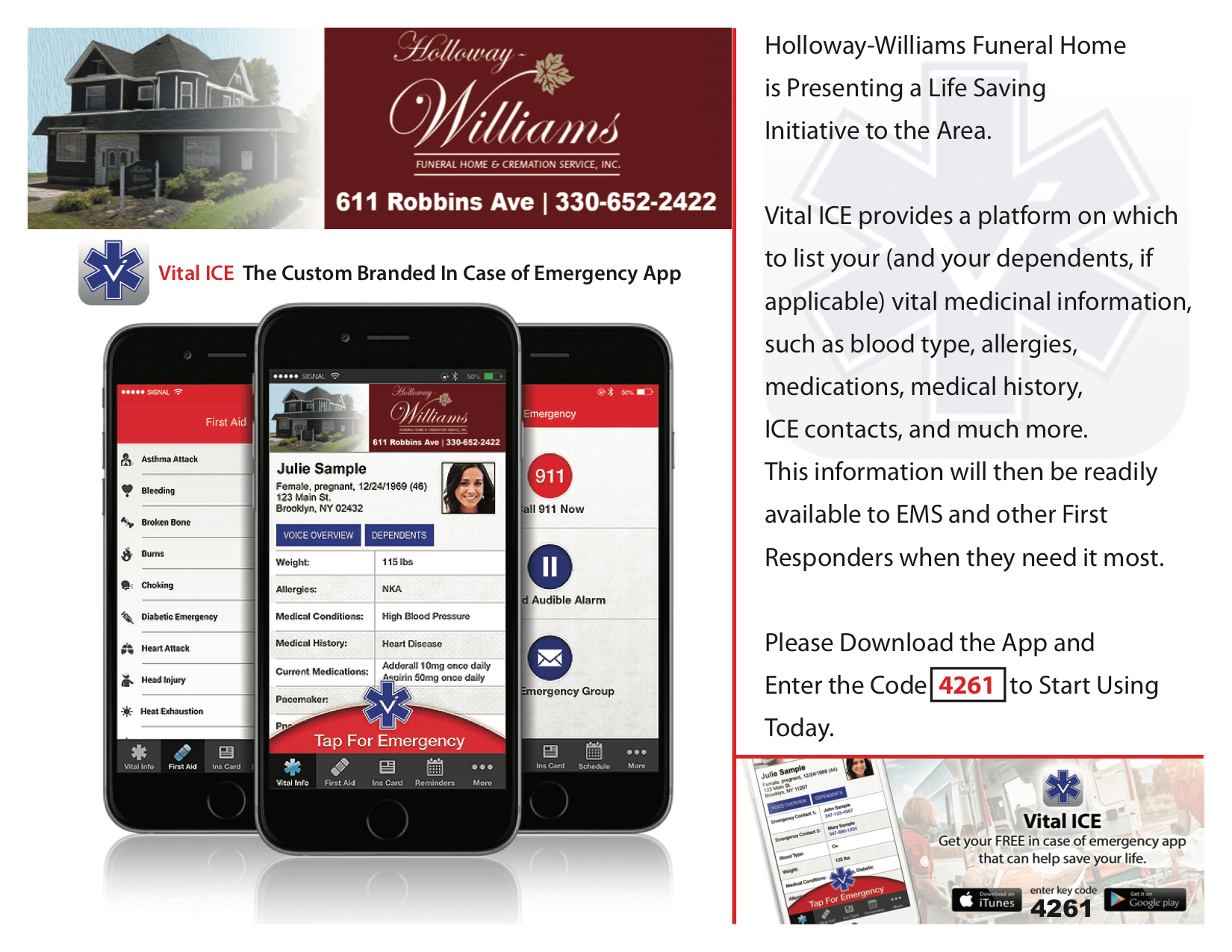 Vital ICE Holloway Williams Funeral Home Niles OH funeral home and