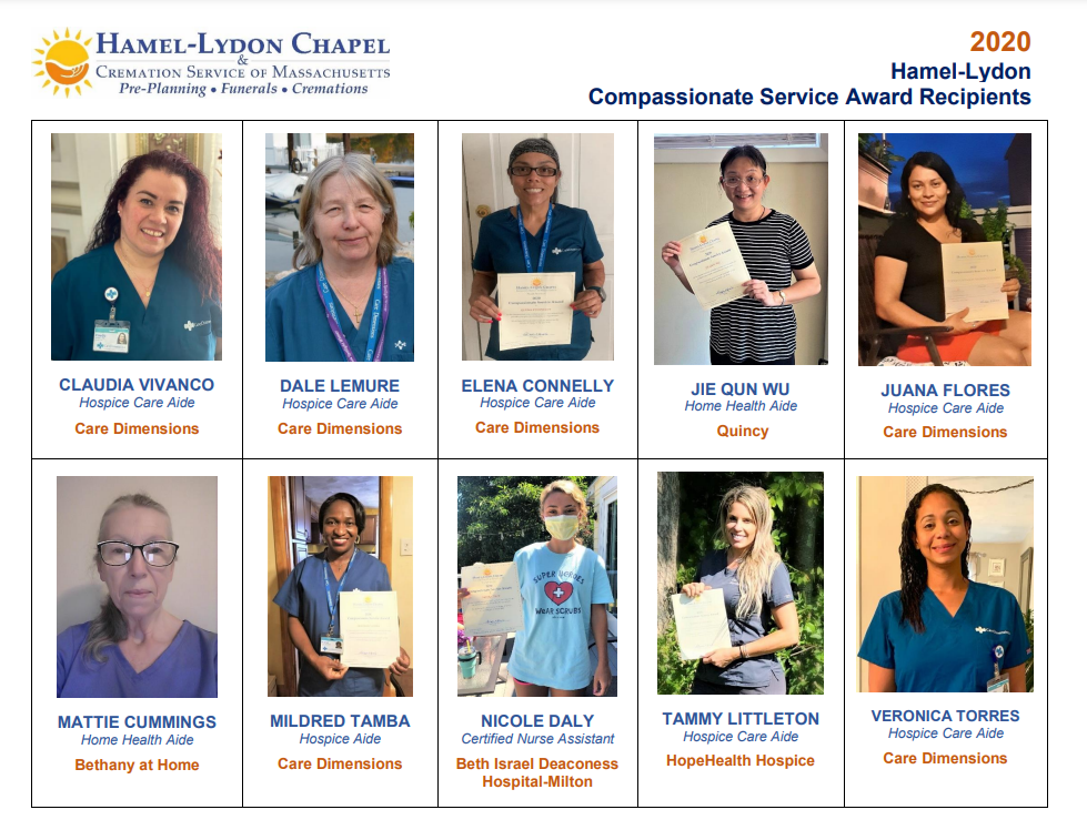 2020 Award Recipients Hamel, Lydon Chapel and Cremation Services of