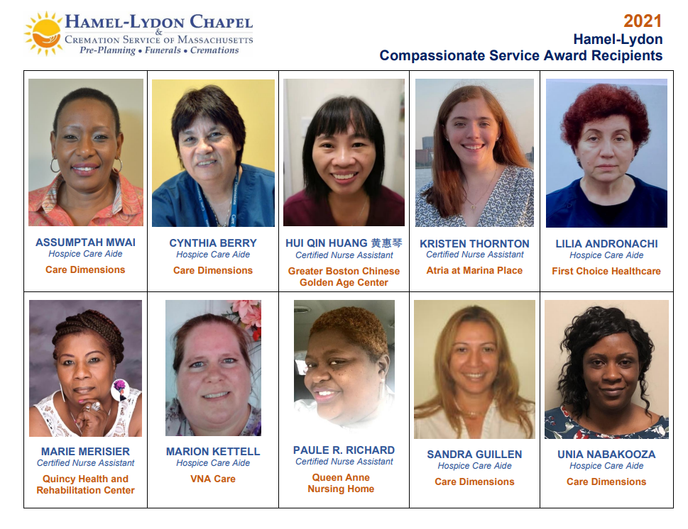 2021 Award Recipients Hamel, Lydon Chapel and Cremation Services of