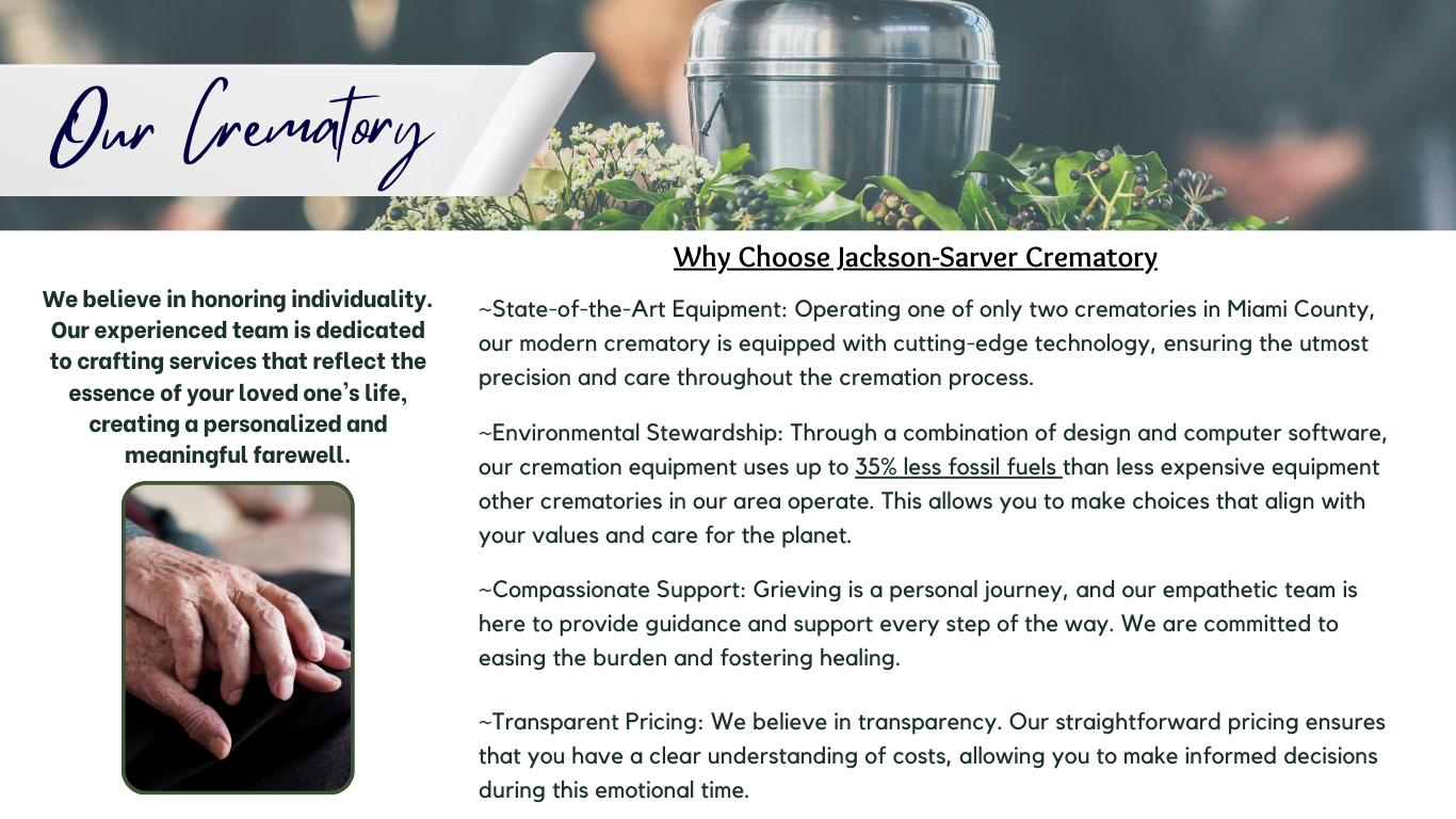 Our Crematory JacksonSarver Family Funeral Homes Pleasant Hill OH