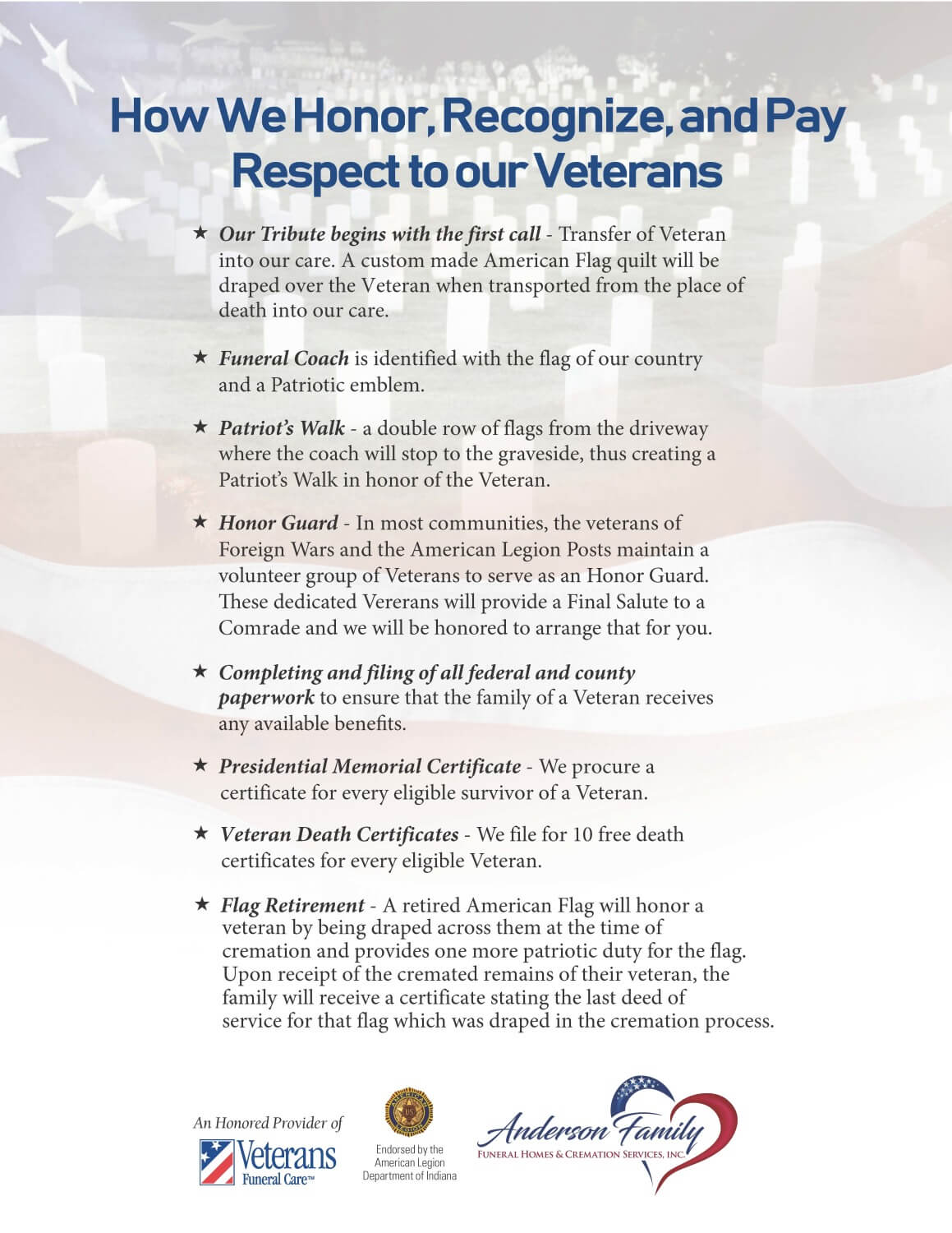 How We Honor Anderson Funeral Homes & Cremation Services Cresson PA