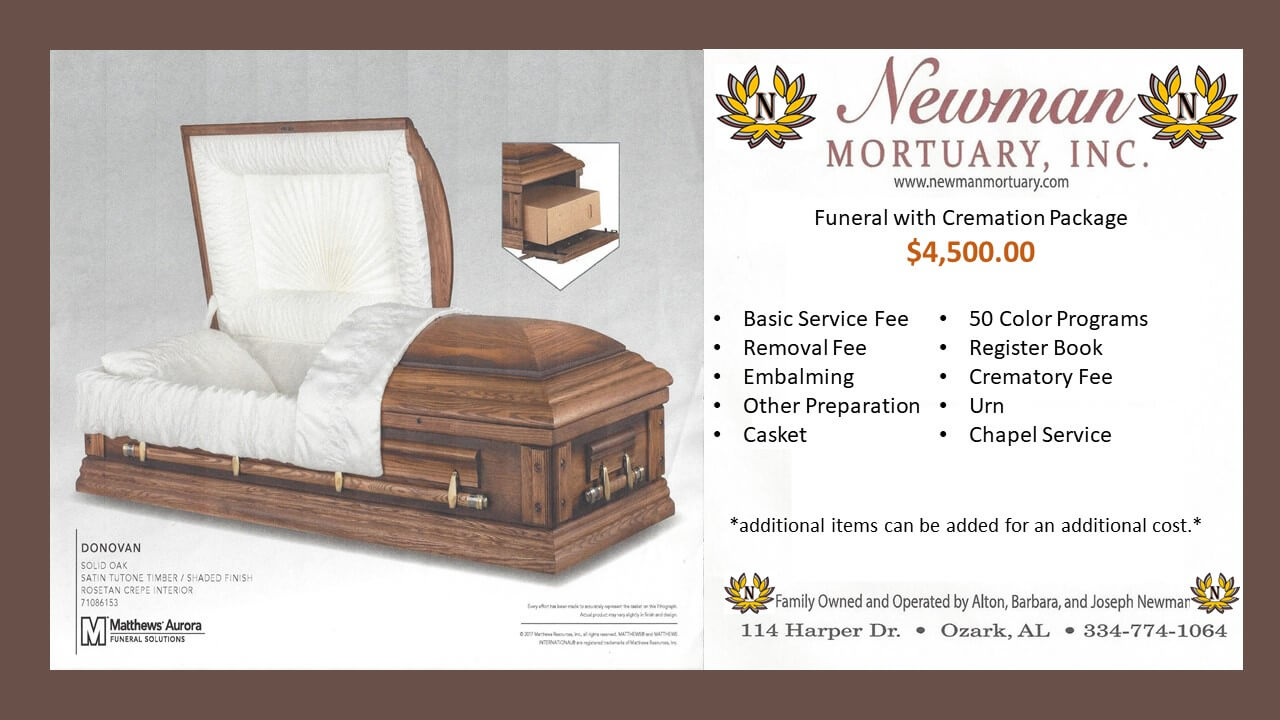Packages Newman Mortuary, Inc. Ozark AL Funeral Home, Notary