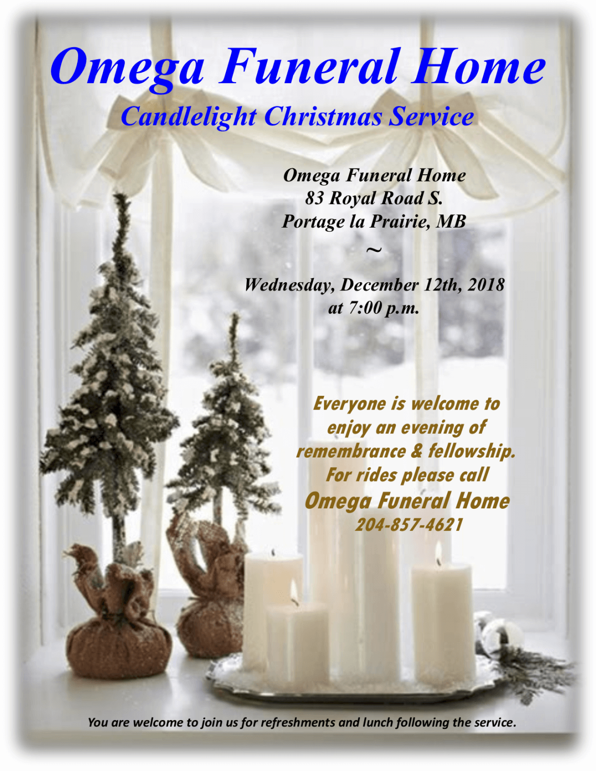 Candlelight Service Omega Funeral Home Portage la Prairie MB funeral home and cremation
