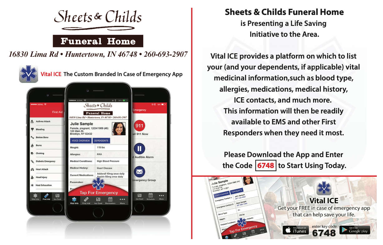 Huntertown Sheets and Childs Funeral Home Churubusco IN funeral