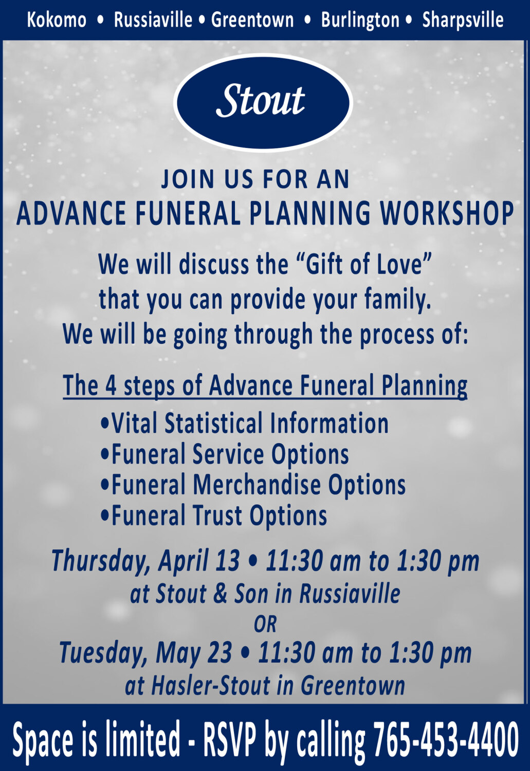 Events Shirley & Stout, Hasler & Stout, Stout & Son Funeral Homes