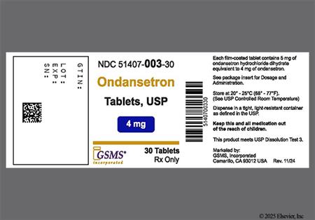 Ondansetron Hydrochloride 4mg Tablet package photo