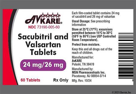 Sacubitril/Valsartan 24mg-26mg Tablet package photo
