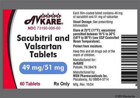 Sacubitril/Valsartan 49mg-51mg Tablet package photo