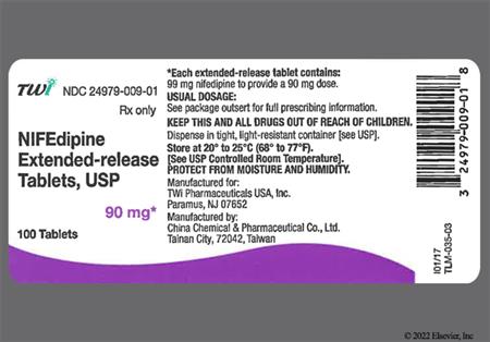 Nifedipine 90mg Extended-Release Tablet package photo