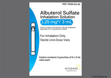 Albuterol Sulfate 1.25mg/3ml Solution for Inhalation package photo