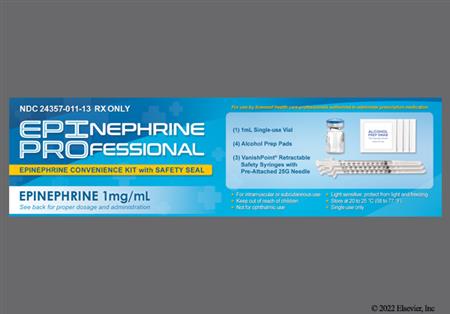 Epinephrine 1:1,000 1mg/mL Professional with Safety Seal Epinephrine Convenience Kit package photo