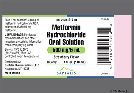 Metformin Hydrochloride 500mg/5mL Solution package photo