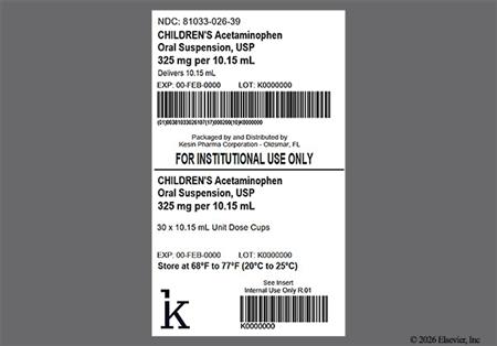 Acetaminophen 325mg/10.15mL Suspension