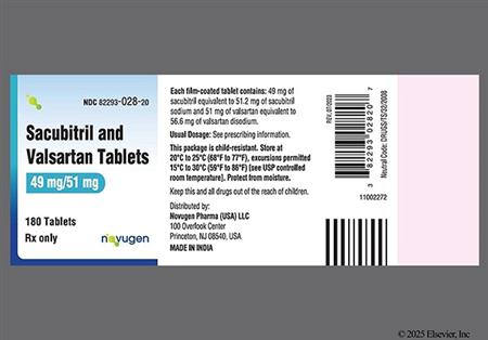 Sacubitril/Valsartan 49mg-51mg Tablet package photo