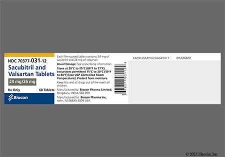 Sacubitril/Valsartan 24mg-26mg Tablet package photo