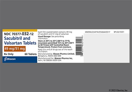 Sacubitril/Valsartan 49mg-51mg Tablet package photo