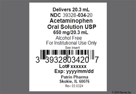 Acetaminophen 650mg/20.3mL Solution