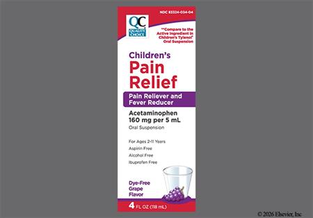 Quality Choice Children's Pain Relief Dye-Free 160mg/5ml Suspension (Grape)