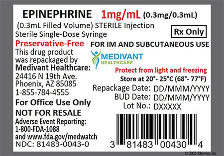 EPINEPHRINE 0.3mg/0.3mL (0.3mL Filled Volume) Solution for Injection package photo