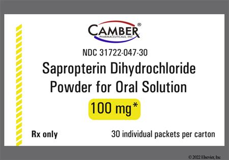 Sapropterin Dihydrochloride 100mg Powder for Solution package photo