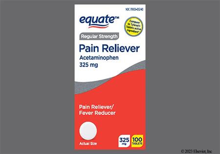 Equate Pain Reliever Regular Strength 325mg Tablet package photo