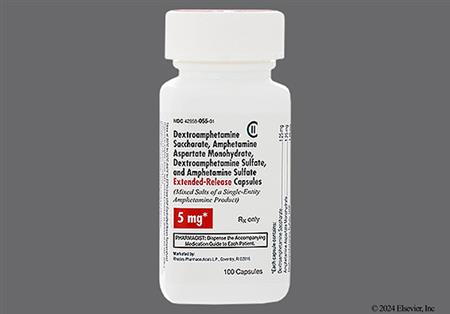 Amphetamine/Dextroamphetamine Salts 5mg Extended-Release Capsule package photo