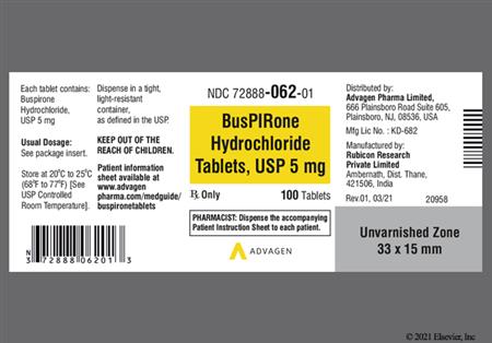 Buspirone Hydrochloride 5mg Tablet package photo