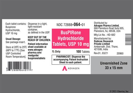 Buspirone Hydrochloride 10mg Tablet package photo