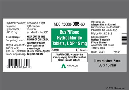 Buspirone Hydrochloride 15mg Tablet package photo