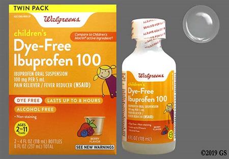 Walgreens Children's Dye-Free Ibuprofen 100mg/5mL Suspension (Berry) package photo