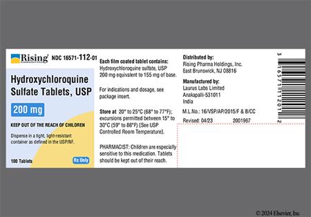 Hydroxychloroquine Sulfate 200mg Tablet package photo