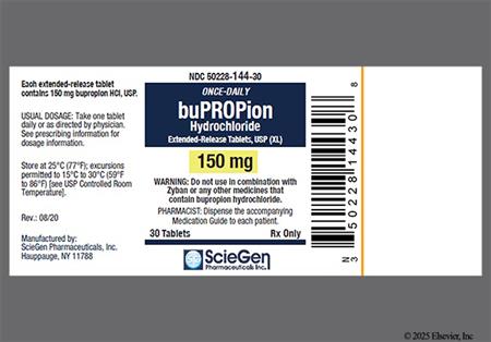 Bupropion Hydrochloride 150mg Extended-Release (XL) Tablet package photo