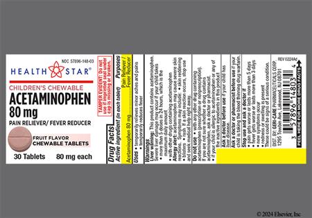 HEALTH STAR Children's Acetaminophen 80mg Chewable Tablet package photo