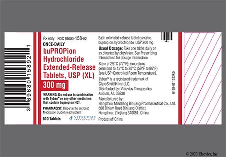 Bupropion Hydrochloride 300mg Extended-Release (XL) Tablet package photo