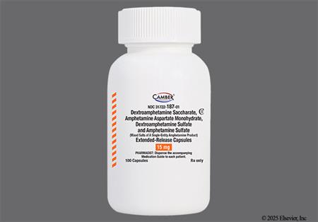 Amphetamine/Dextroamphetamine Salts 15mg Extended-Release Capsule package photo
