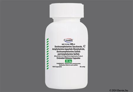 Amphetamine/Dextroamphetamine Salts 25mg Extended-Release Capsule package photo