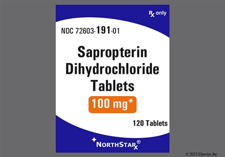 Sapropterin Dihydrochloride 100mg Tablet package photo