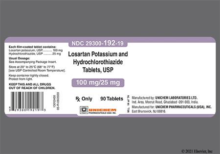 Losartan Potassium/Hydrochlorothiazide 100mg-25mg Tablet package photo