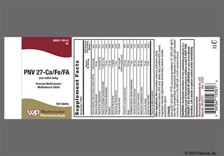 PNV 27-Ca/Fe/FA Prenatal Multivitamin/Multimineral Tablet package photo