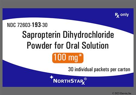 Sapropterin Dihydrochloride 100mg Powder for Solution package photo