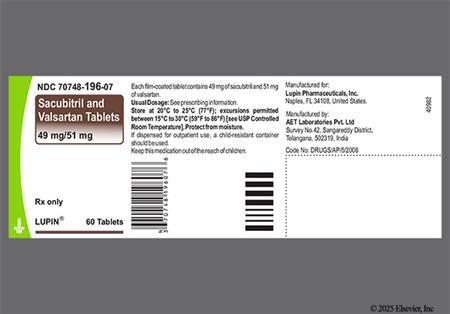 Sacubitril/Valsartan 49mg-51mg Tablet package photo