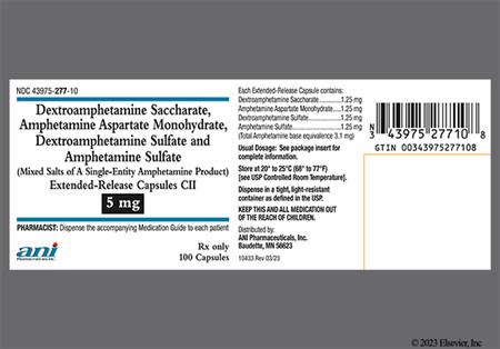 Amphetamine/Dextroamphetamine Salts 5mg Extended-Release Capsule package photo