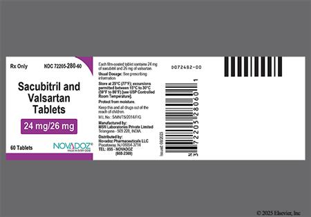 Sacubitril/Valsartan 24mg-26mg Tablet package photo